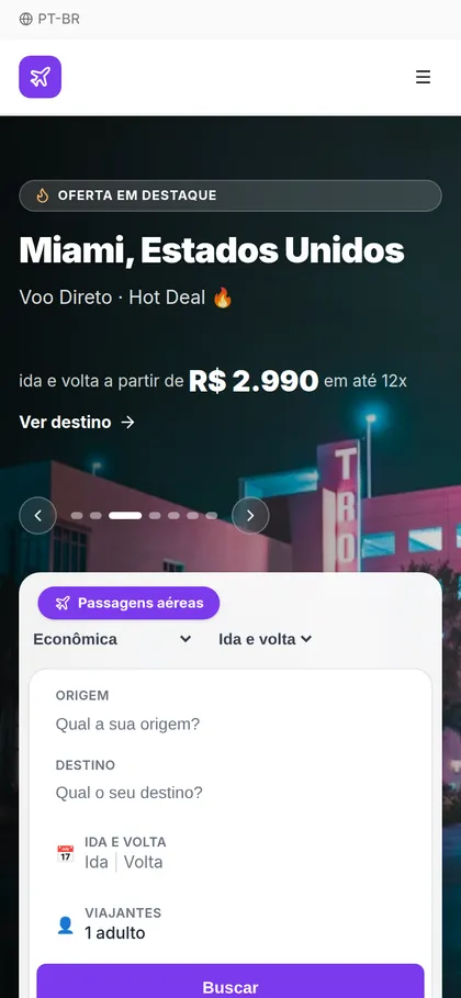 O mesmo site no celular